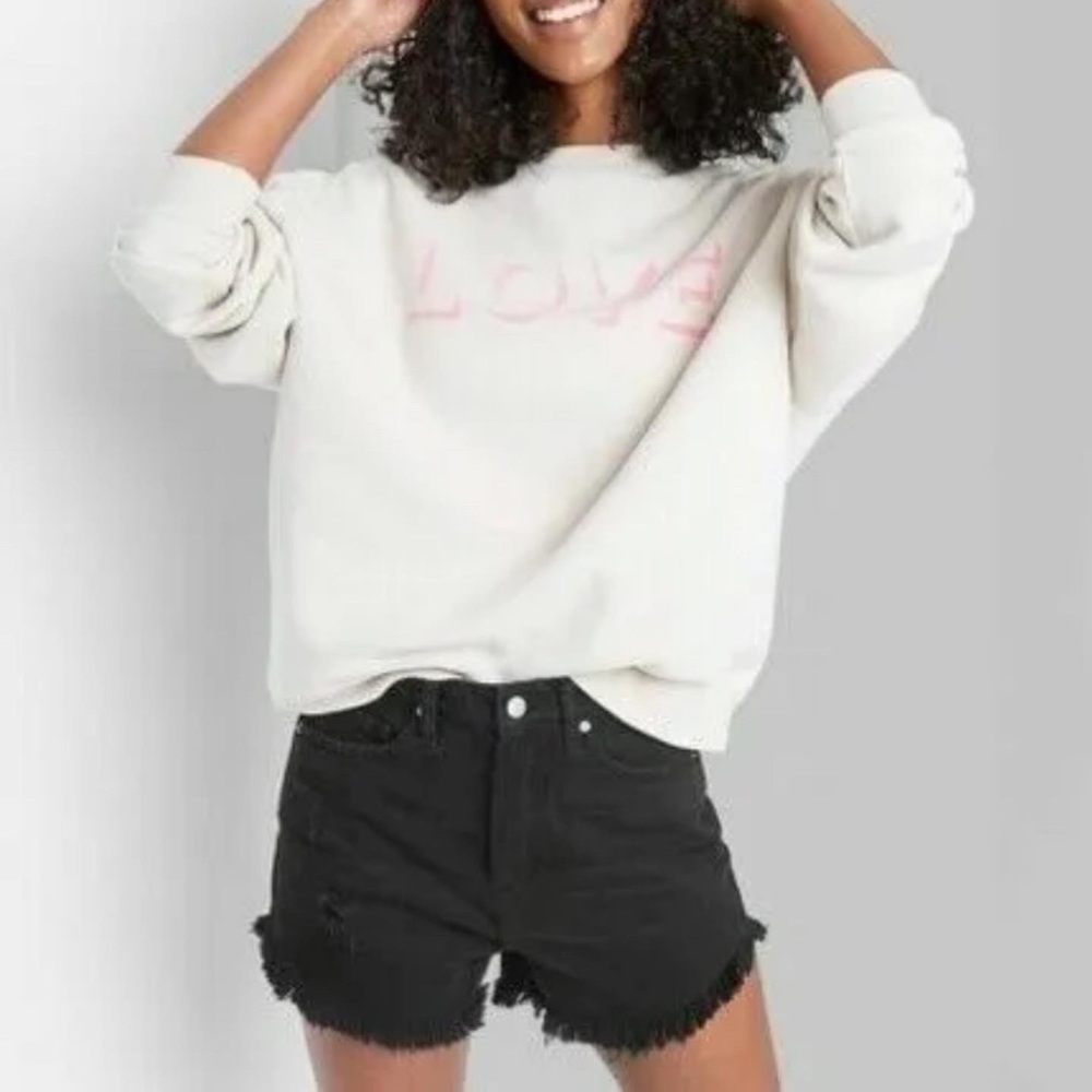 High Rise Frayed Denim Shorts
